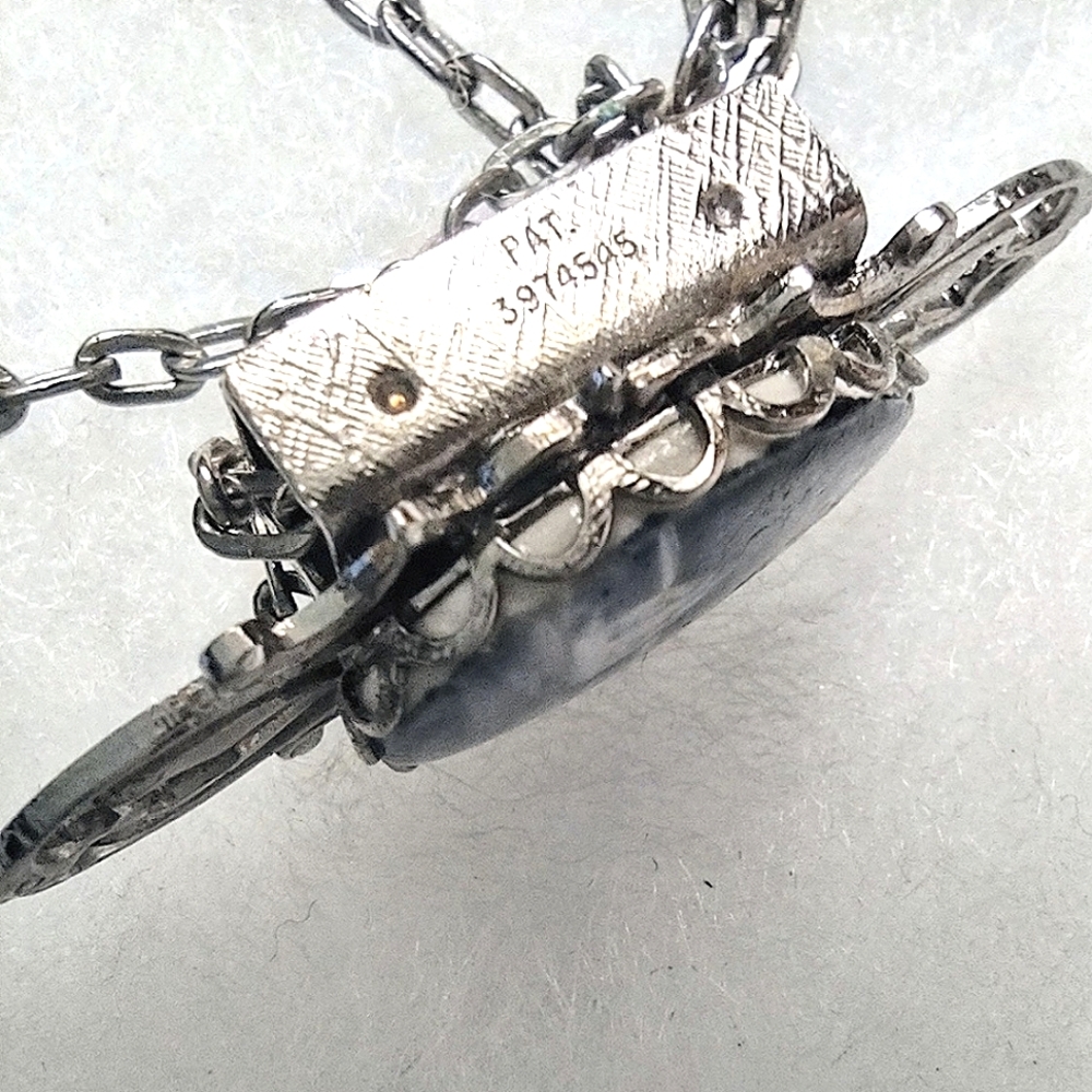 Blue & White Sailboat Image Cabochon Bolo Necklace Silver Metalwork - Picture 6 of 8